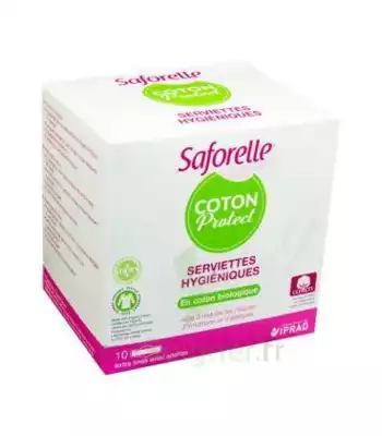 Saforelle Coton Protect Serviette Jetable Avec Ailette B/10 à Ustaritz